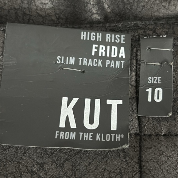 Kut From The Kloth Frida High Rise Slim Coated Track Pant in Black - NEW - SZ 10 - Picture 7 of 8